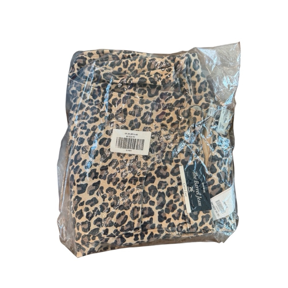 Abercrombie & Fitch Size 26 (Short) Curve Love Mid Rise Barrel Jeans - Leopard - Picture 2 of 5